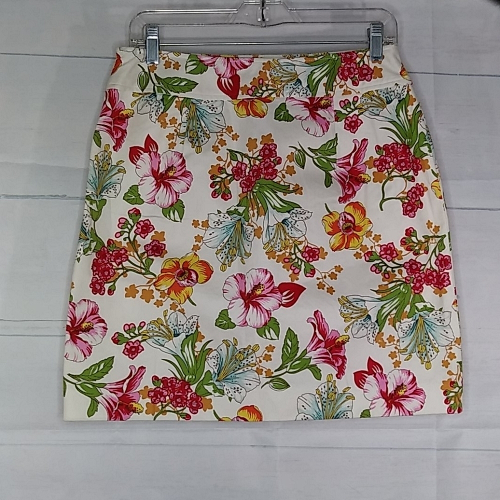 Rafaella Floral A-Line Skirt Sz 8 - Picture 4 of 6
